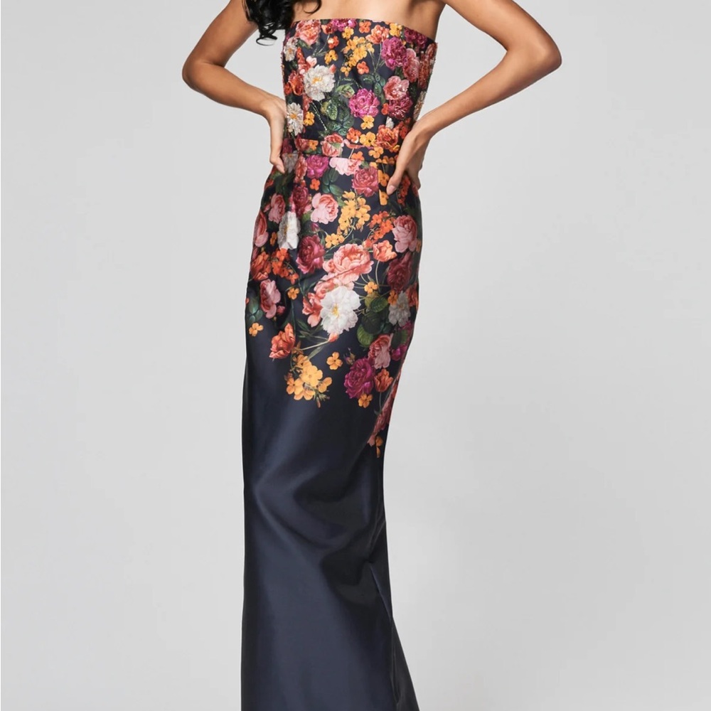 Sachin + Babi Strapless Floral Dress - Black and Pink